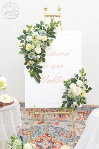 Pack of 2 Artificial Wedding Arches with Silk Flowers and Zipper Ties