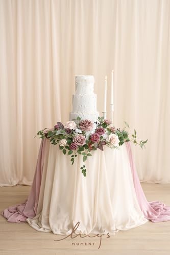 Lings Moment Dusty Rose Mauve Artificial Flower Swag Arch Decor
