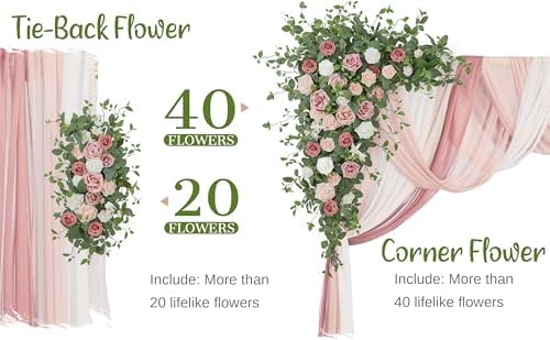 WEDFLOR Wedding Arch Flowers with Drapes Kit Pack of 5