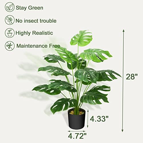 Guheake 28 Inch Fake Plants Artificial Monstera with Planter