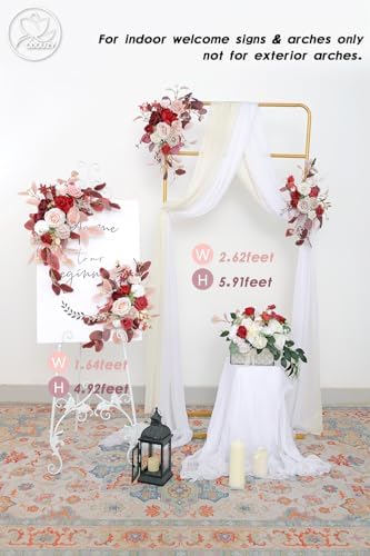 Odouzy Pack of 2 Reusable Red Artificial Wedding Arch Flowers