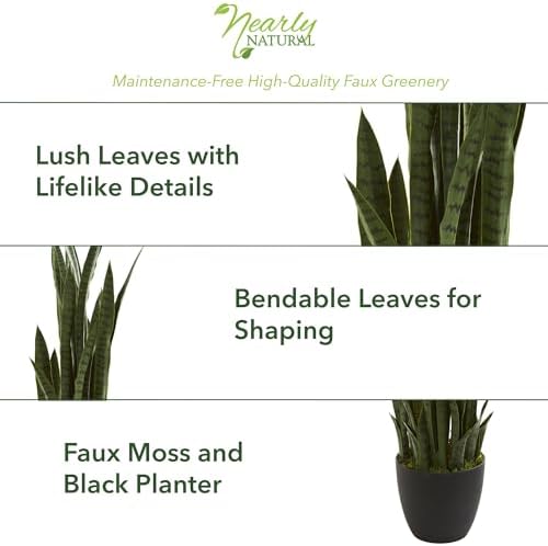 Nearly Natural 46 Inch Sansevieria Artificial Silk Plants Green