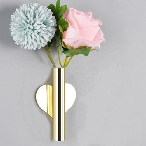 Heart Shaped Wall Mounted Flower Tube in Gold