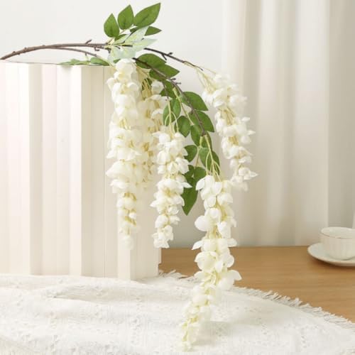47 Inch Silk Amber Wisteria Artificial Flowers 2 Branches