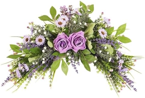 Lovmeety Daisy Artificial Flower Swag with Green Leaves