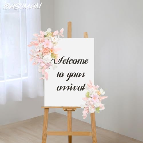 BASIMAN Set of 2 Wedding Flowers and Welcome Sign