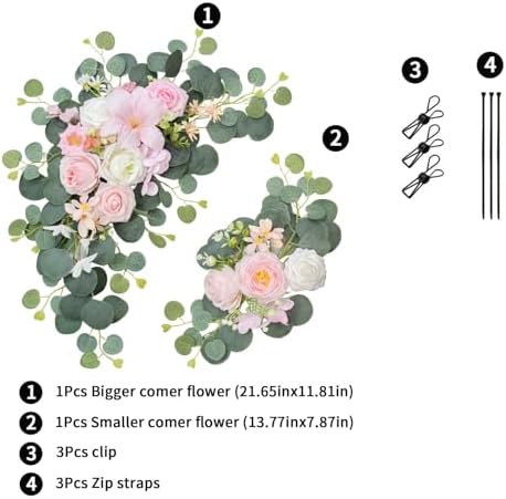 Light Pink Wedding Arch Flowers Set of 2