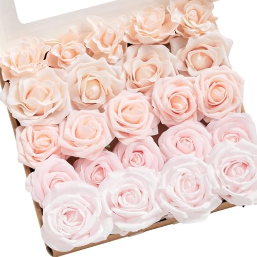 Lings Moment Artificial Flowers Fake Silk Roses Faux Foam Gardenia Combo 23pcs