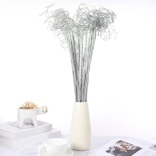 PATIKIL Glitter Curly Branches 60 Pcs Silver