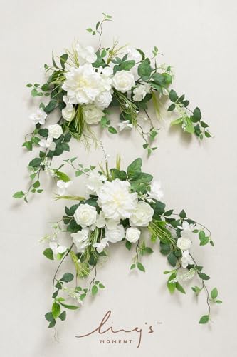 Lings Moment 2PCS White Sage Arch Flowers Artificial Floral Swags Wedding Centerpieces
