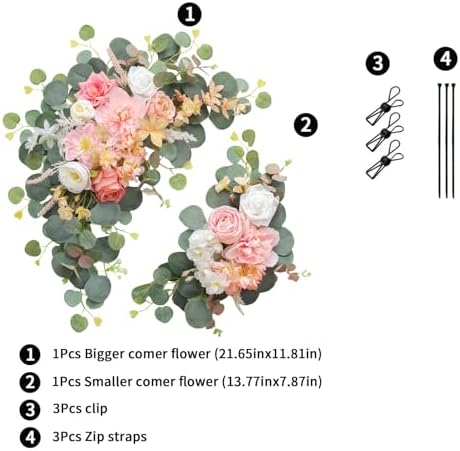 2pcs Deep Pink Wedding Arch Flowers Decorations