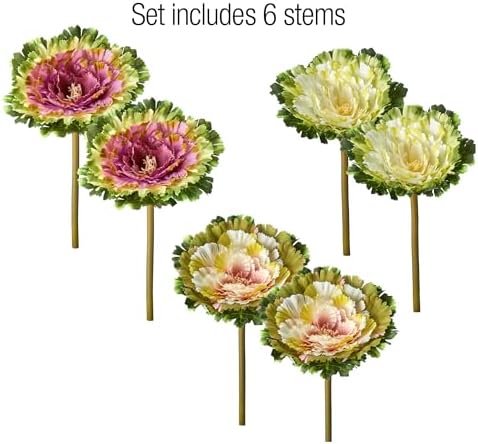 Collections Etc Artificial Cabbage Roses Set of 6