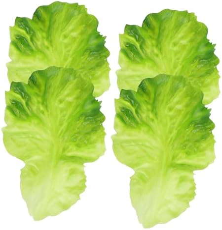 VICASKY 4pcs Artificial Lettuce Leaves Realistic Kitchen Decor