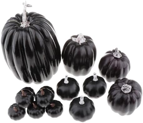 Fancyes Fake Pumpkins Foam Prop Set 14 Pieces Black