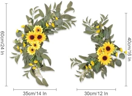 JOYWU Wedding Arch Flowers Set of 2 with Green Leaves Sunflower