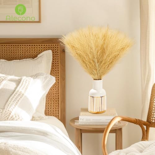 Alecono Gold Faux Pampas Grass 17 Inch Decor