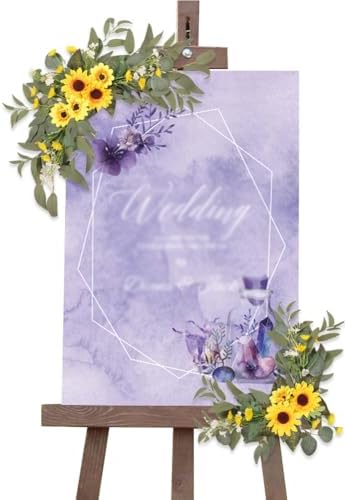JOYWU Wedding Arch Flowers Set of 2 with Green Leaves Sunflower