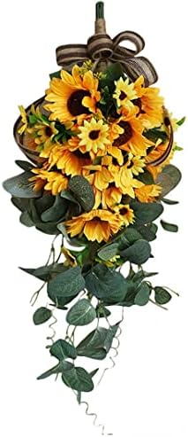 Kalastussaari Artificial Sunflower Teardrop Wreath Wall Hanging