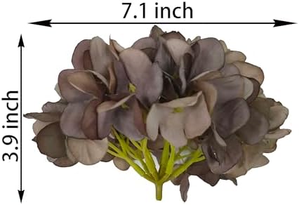 71 Inch Coffee Hydrangea Artificial Flowers Heads 10 Pcs