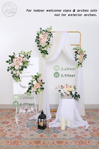 Odouzy Pack of 2 Pink Artificial Wedding Arch Flowers