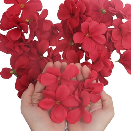 100 Pcs 28 Inch Red Artificial Plumeria Flower Heads