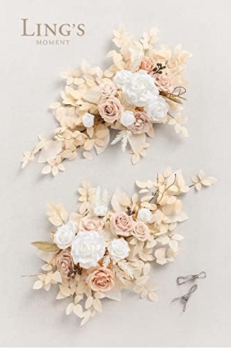 Lings Moment 2PCS White Beige Artificial Floral Centerpieces
