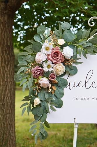 Muhanjia Wedding Sign Faux Flower Swag Pack of 2 1