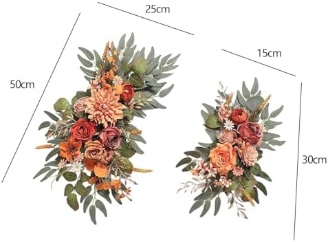 2 Pieces Orange Artificial Flowers Wedding Arch Wreath