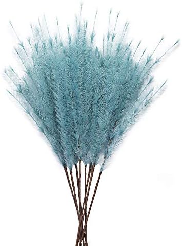 UiiziC Faux Pampas Grass 8 PCS 30 Inch Dusty Blue