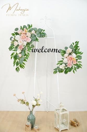 Wedding Sign Faux Flower Swag Pack of 2 Pink Decor