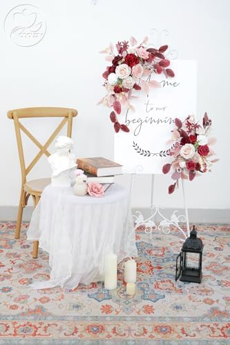 Odouzy Pack of 2 Reusable Red Artificial Wedding Arch Flowers