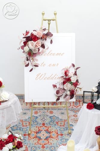Odouzy Pack of 2 Reusable Red Artificial Wedding Arch Flowers
