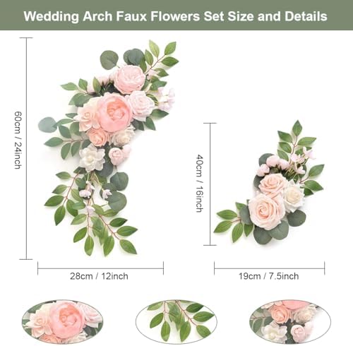 JOYWU 2 Pack Wedding Arch Faux Flowers Pink