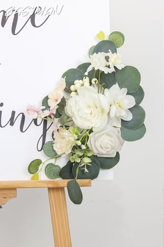 2pcs Champagne White Wedding Arch Flowers with Cable Ties