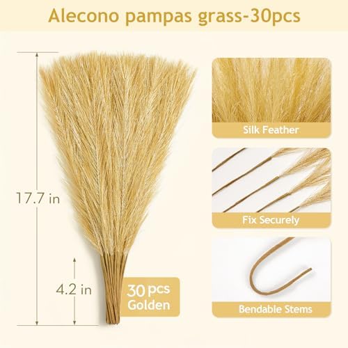 Alecono Gold Faux Pampas Grass 17 Inch Decor