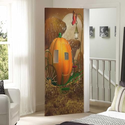 Susiyo Pumpkin Carriage Door Cover Fabric Decor 36x98in