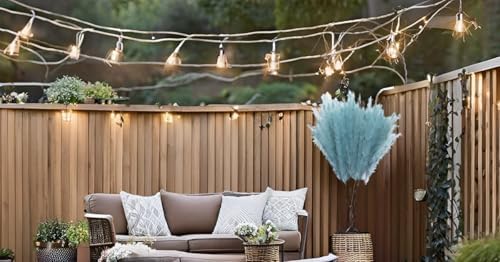 UiiziC Faux Pampas Grass 8 PCS 30 Inch Dusty Blue