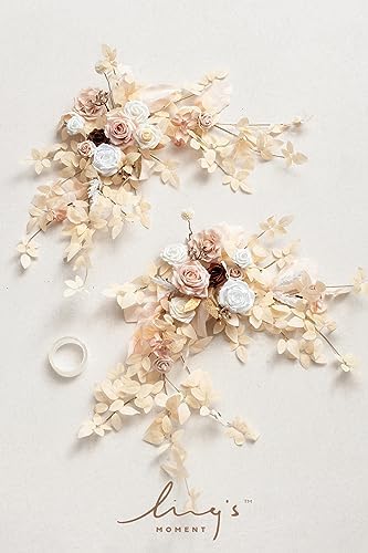 Lings Moment 2PCS White Beige Artificial Floral Swags Centerpieces