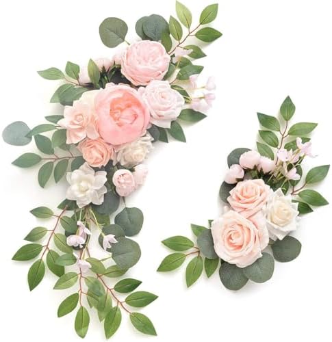 JOYWU 2 Pack Wedding Arch Faux Flowers Pink