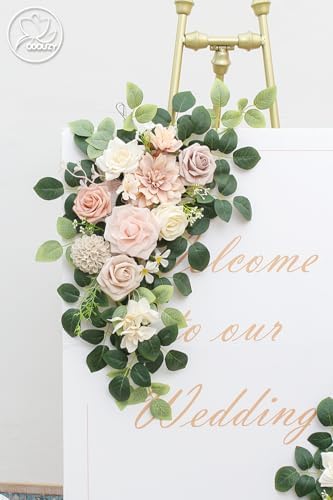 Odouzy Pack of 2 Pink Artificial Wedding Arch Flowers