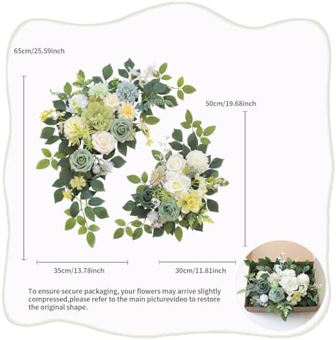 Pack of 2 Artificial Wedding Arches with Silk Flowers and Zipper Ties