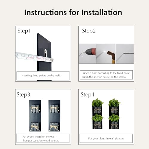 Artificial Plants Wall Decor Set with Metal and Wood
