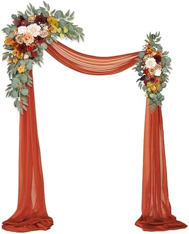 Wedding Arch Flowers Kit with Sheer Drape and Zip Ties