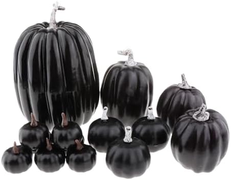 Fancyes Fake Pumpkins Foam Prop Set 14 Pieces Black
