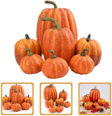 Cabilock Artificial Mini Pumpkins 7pcs Fall Decor
