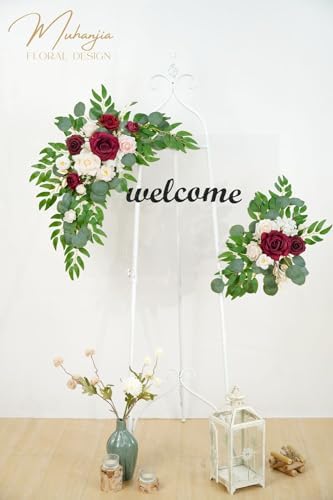 Red Wedding Sign Faux Flower Swag Set of 2