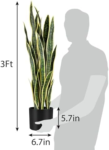 KOL 3ft 2PCS Artificial Snake Plant Yellow