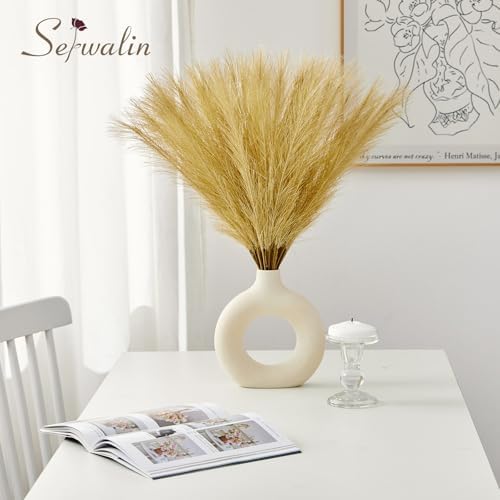 Serwalin 60Pcs Artificial Gold Pampas Grass Decor