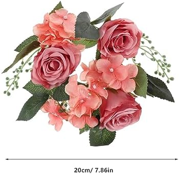 PRETYZOOM 3PCS Artificial Rose Candle Wreaths
