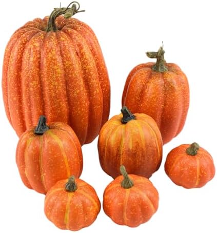 Cabilock Artificial Mini Pumpkins 7pcs Fall Decor